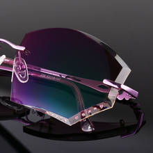 -1.00 Designer Glasses Frameless Diamond Purple Ultra-light Trimming Glasses Rimless Prescription Sunglasses Nearsighted Glasses 2024 - compre barato