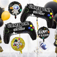Controle de vídeo game, balão de alumínio, balão preto, rocket astronauta, menino, brinquedo para festa de aniversário, decoração de chá de bebê 2024 - compre barato