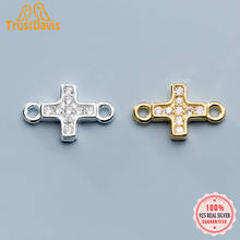 TrustDavis New Fashion Real 925 Sterling Silver Sweet Cross Shiny CZ Charm Pendant Handmade DIY Accessories Jewelry DZ228 2024 - buy cheap