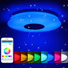 Умное светодиодное приложение + пульт дистанционного управления Bluetooth-совместимый музыкальный потолочный светильник с RGB панелью лампа громкоговоритель 36/60 Вт светильник для домашнего декора 2024 - купить недорого