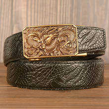 Cinturón de piel auténtica con hebilla automática de dragón para Hombre de diseño a la moda 2024 - compra barato