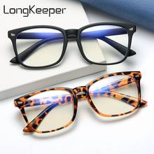 LongKeeper 2021 Fashion Anti Blue Light Glasses Men Retro Square Computer Gaming Eyeglasses Women Black Clear Lens Spectacles 2024 - buy cheap
