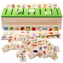 Montesri-rompecabezas de madera para niños, juguetes educativos de aprendizaje temprano, caja de clasificación de formas, reconocimiento de personajes de frutas 2024 - compra barato