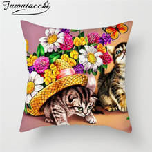 Fuwatacchi Cute Animals Cushion Covers Cats Dog Farm Life Views  Pillow Covers for Home Chair Sofa Decor Flowers Pillowcases 2024 - buy cheap