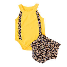 Conjunto de dos piezas para bebé y niña, pelele sin mangas con estampado de leopardo, pantalones cortos elásticos con volantes, 2021 2024 - compra barato