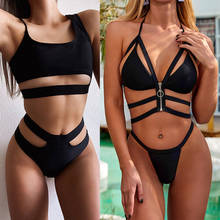 Sexy Triangle Push Up Brazilian Bikini Set Cut Out Bandage Bikinis Women Swimwear Swimsuit Zipper Biquini Beach Bathing Suits 2024 - buy cheap