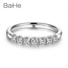 BAIHE-anillo de oro blanco de 18K para mujer, sortija de diamante Natural redondo de 0,42 CT H/SI, joyería fina Simple y elegante 2024 - compra barato