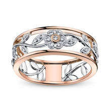 Вечерние кольца из розового золота с цветочным цирконием, женские вечерние ювелирные изделия, классические аксессуары, модное обручальное кольцо, подарок для влюбленных 2024 - купить недорого