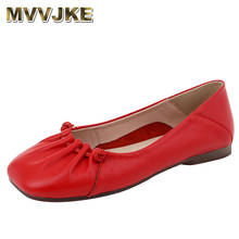 MVVJKE Women Genuine Leather Flats Shoes Woman Loafers Square Toe Spring Autumn Comfortable Flat Casual Shoes Plus Size 35-42 2024 - buy cheap