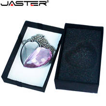 JASTER Diamond crystal love heart with gift box USB flash drive  pen 16gb 32GB 64GB Memory stick thumb  customer logo 2024 - buy cheap