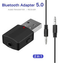 Adaptador de áudio estéreo bluetooth 5.0, transmissor e receptor usb 2 em 1 3.5mm, dispositivos digitais sem fio, comutação com um clique 2024 - compre barato