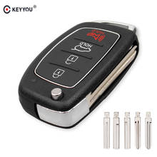 KEYYOU 4 Button Filp Car Remote Key Case Fob Shell for Hyundai 4 buttons SANTA FE ix35 i30 HY15/HY20/TOY40 Uncut Blade 2024 - buy cheap