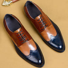 Качественная обувь с перфорацией типа «броги»; Мужские классические оксфорды из натуральной кожи в деловом стиле; Роскошная модная официальная обувь; Темно-Синие Мужские модельные туфли 2024 - купить недорого