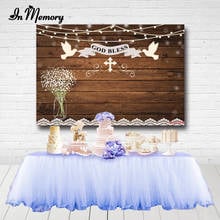 InMemory Retro Wood Backdrops For Baby Baptism Pgeon Flowers Lace God Bless Baby Shower 1st Birthday Party Backgrounds Custom 2024 - buy cheap