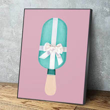 Cuadro de arte de pared HD, póster con estampado de helado verde, regalo Modular, lienzo rosa, decoración de dibujos animados para el hogar, imágenes para sala de estar 2024 - compra barato
