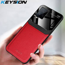 KEYSION Fashion Case for IQOO 7 5 5 Pro U3 Z1X Leather Glass Shockproof Phone Back Cover for VIVO Y20 Y20S Y12S V20 SE X60 Pro 2024 - buy cheap