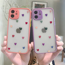 Lovely Heart-Shaped Frosted Phone Case For iPhone 12 11 Pro Max 12 13 Mini 7 8 Plus XS Max X XR Colorful Transparent Back Cover 2024 - buy cheap