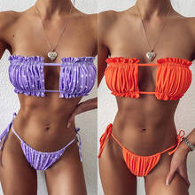 Bikini Bandeau ahuecado para mujer, bañador Sexy con Push-Up, conjunto de Bikini con hombros descubiertos, trajes de baño para mujer, ropa de playa 2021 2024 - compra barato