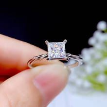 Anel de diamante quadrado de moissanite contém certificado 925 prata esterlina, cor bonita 2024 - compre barato