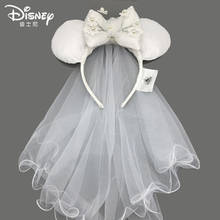 New Disney Original Mickey Minnie Princess Veil Ears Headband Hair Hoop Wedding Style Headdress Party Headwear Girl Kid Gift 2024 - buy cheap