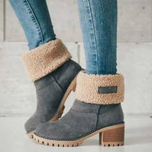 Botas de nieve cálidas para mujer, botines de lana cálidos, de talla grande 35-43 zapatos cómodos, informales, Invierno 2024 - compra barato