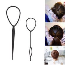 Herramienta de estilismo para cola de caballo, utensilio para crear coletas, trenza de pelo, color negro, para salón de moda, 2 uds. 2024 - compra barato