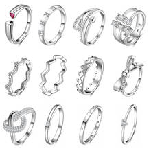 Anéis de prata esterlina 925, anéis com pena clássica e flecha clara com flores cz para mulheres anéis de prata 925 joias presentes 2021 2024 - compre barato