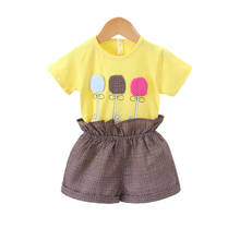 Camiseta e short de algodão infantil, roupas para garotas e bebês de verão 2024 - compre barato