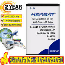 HSABAT Battery for LG GM210 KF240 KF245 KF300 KF305 KF330 KM380 2050mAh LGIP-330G free shipping within tracking number 2024 - buy cheap