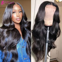 YINKY-Peluca de cabello humano ondulado para mujeres negras, postizo de encaje frontal, 4x4, 250 de densidad 2024 - compra barato