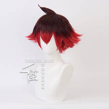Anime PROMARE Cosplay Gueira Wig 33cm Short Heat Resistant Synthetic Red And Black Hair Halloween Cosplay 2024 - buy cheap