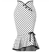 Falda de tubo de cintura alta para mujer, falda Sexy informal de lunares con volantes, ajustada a la cadera, falda larga de fiesta, 2021 2024 - compra barato