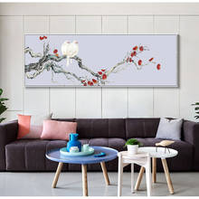 Caligrafia chinesa ameixa flores de orquídea pintura em tela arte de parede posteres e impressões imagens modulares para quarto decoração de sala de casa 2024 - compre barato