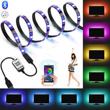 Fita de led colorida com controle bluetooth 5050, rgb, 5v, usb, flexível, para sala de festival, computador, tv, mesa, luz 2024 - compre barato