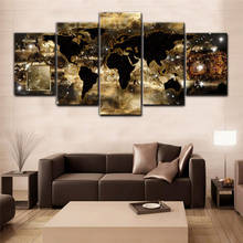 Imágenes abstractas del mapa del mundo antiguo, arte de pared para decoración del hogar, carteles modulares, accesorios, lienzo, impresión HD, pinturas, decoración, 5 paneles 2024 - compra barato