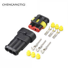 1 Set Amp 3 Pin Electric Automotive Connector Sealed Waterproof Plug With Terminals 282087-1 282105-1 2024 - buy cheap