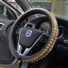 Funda Universal para volante de coche, cubierta de cuero PU con cristales brillantes y diamantes de imitación, accesorios para coche 2024 - compra barato