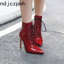 Женские ботинки, новые модные зимние ботильоны на высоком каблуке с острым носком и молнией, женская обувь больших размеров 34-48, черные ботинки на высоком каблуке 10 см 2024 - купить недорого