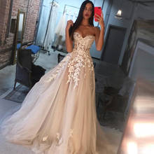 vestido de novia Sweetheart Tulle A Line Wedding Dresses Floor Length Lace Wedding Gowns With Appliqued Bridal Gowns 2020 Newly 2024 - buy cheap