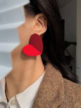 Женские серьги-подвески AENSOA, в виде больших красных сердец, в Корейском стиле, эффектные украшения для вечерние, 2021 2024 - купить недорого