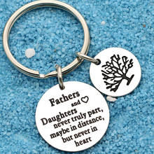 Tree of Life Dad Father Stainless Steel Pendant Keychain Keyring Fathers and Daughters Keyfob Birthday Gifts for Dad Grandfather 2024 - buy cheap