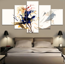Pintura de tela de parede, 5 peças, arte de parede, pintura de arte violeta, anime evergarden, imagem hd, tela de decoração para sala de estar 2024 - compre barato