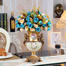 Vaso de flores de luxo leve estilo europeu, vaso de resina para decoração de casa, ornamentos para sala de estar, para casa, hotel 2024 - compre barato