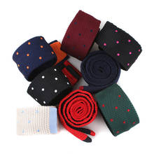 Linbaiway 6cm Knitted Necktie Men's Polka Dot Polyester Flat Knit Necktie Men's Knitting Wedding Party Suits Tie Custom Logo 2024 - buy cheap