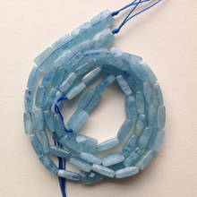 8x12mm azul natural aquamarines grânulos de pedra facetado retângulo espaçador solto diy grânulos para jóias que fazem contas acessórios 15' 2024 - compre barato