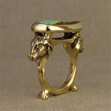 2021 Винтаж в стиле «панк» Ox кольца с головой для Для мужчин золотые ювелирные изделия кольцо Для мужчин Обручение Для мужчин t кольцо мужской простой кольца с животными Для женщин Для мужчин подарок унисекс 2024 - купить недорого