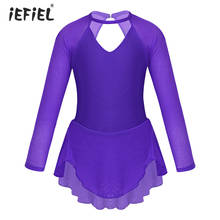 Children Kids Sheer Long Sleeves Tulle Ballet Dress Leotards for Figure Ice Skating Roller Skating Leotard Dress Girls Dancewear 2024 - buy cheap