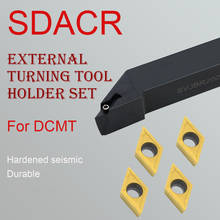 Suporte de ferramenta de rotação externa cnc de alta qualidade, barra de perfuração de torno para inserção de carboneto dcmt07, 1 peça 2024 - compre barato