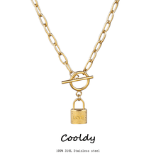 Women Lock Necklaces Stainless Steel Necklaces For Women Coin Padlock Necklace Geometric Long Chain Necklaces Jewelry 2024 - buy cheap