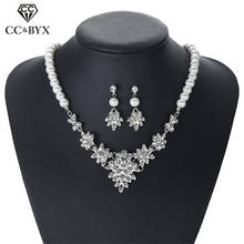 CC wedding accessories necklace and stud earring jewelry sets pearl cubic zircon flower shape bridal's for lovers gifts diy D073 2024 - buy cheap